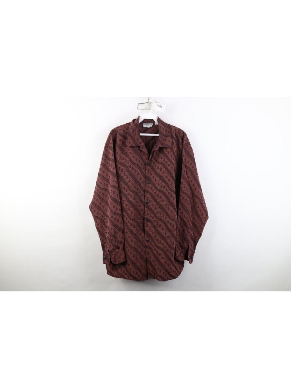 Vintage 90s Streetwear Mens Large Geometric Rayon Gabardine Blend Button Shirt